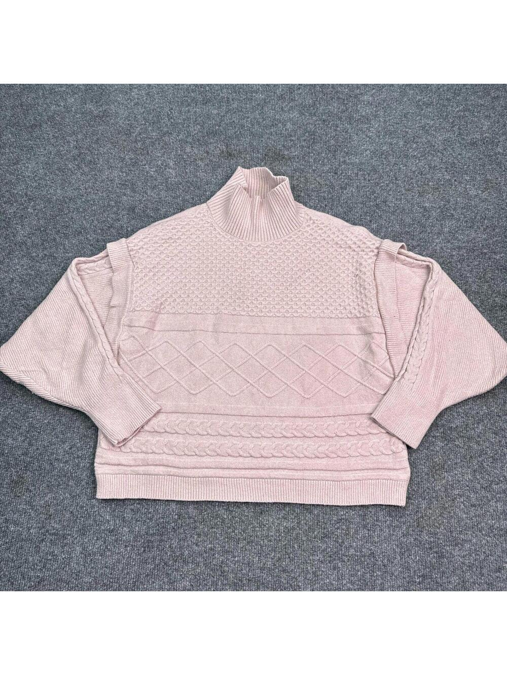 Marc New York Sweater Womens Size Large Beige Chunky Knit Pullover Mock Neck